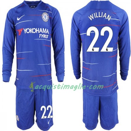 Divisa di Calcio Chelsea Willian 22 Bambino Prima 2018/2019 Manica Lunga
